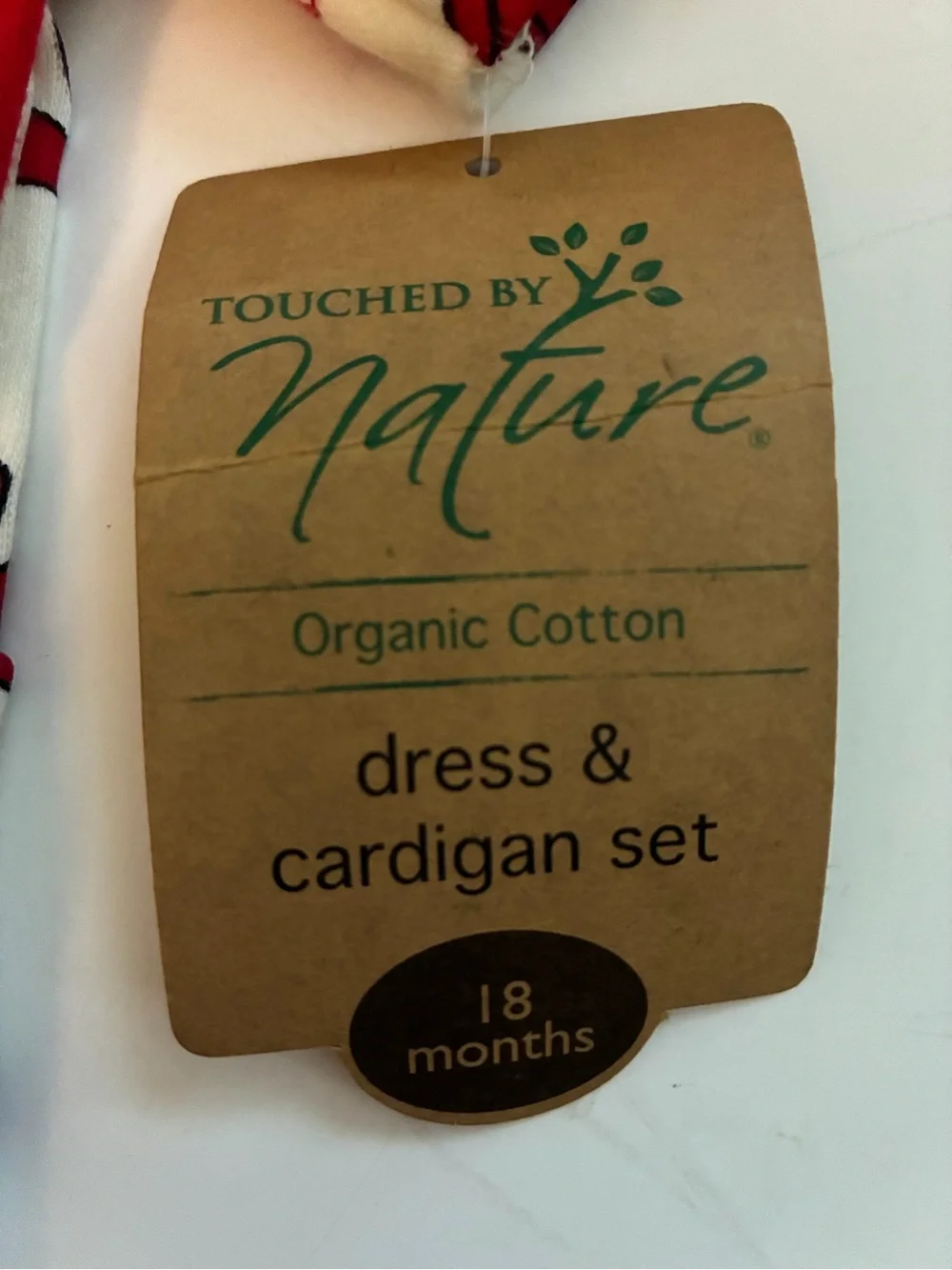 NWT Touched by Nature 18m Red Bow Print Dress & Cardigan Set